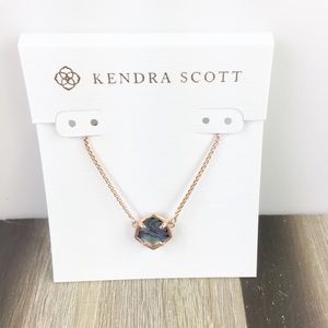 Kendra Scott Jaxon abalone rose gold necklace